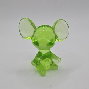 Fenton Green Uranium Glass Mouse Figurine